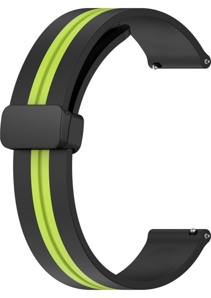 Samsung Galaxy Watch3 45MM Siyah+Limon Yeşili Için Silikon Saat Bandı (Yurt Dışından)