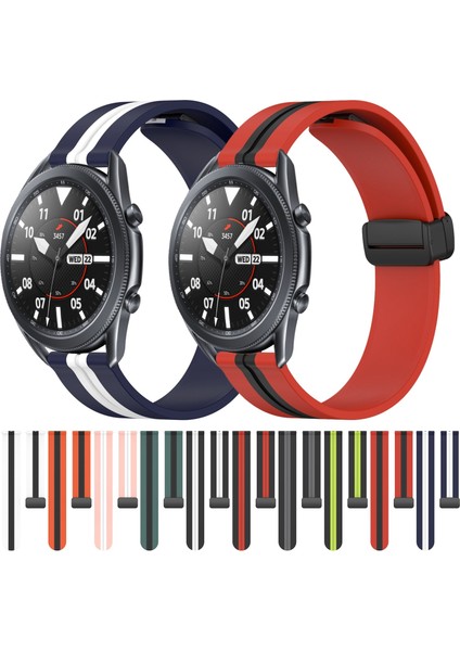 Samsung Galaxy Watch3 45MM Siyah+Limon Yeşili Için Silikon Saat Bandı (Yurt Dışından)