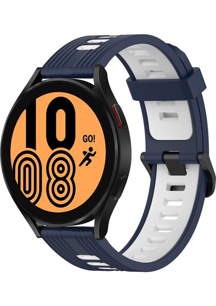 Samsung Galaxy Watch 4 44MM Koyu Mavi+Beyaz Için Silikon Watch Band (Yurt Dışından)