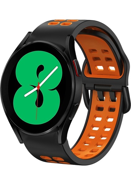 Samsung Galaxy Watch 4 44MM Siyah+Turuncu Için Silikon Watch Band (Yurt Dışından)