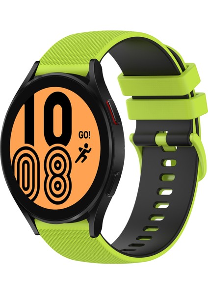 Samsung Galaxy Watch4 Için Silikon Saat Bandı 40MM Limon Yeşili+Siyah (Yurt Dışından)