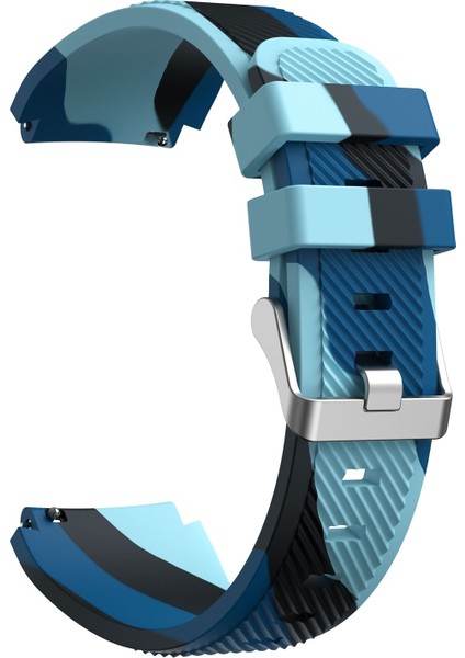Samsung Gear S3 Dimi Kamuflaj Silikon Kordonlu Saat Mavi (Yurt Dışından)
