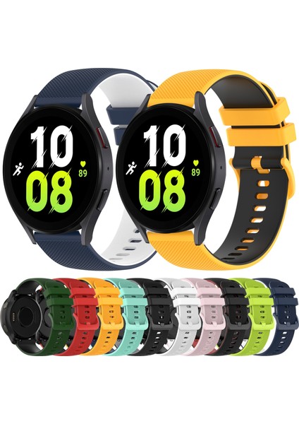 Samsung Galaxy Watch5 44MM Siyah+Kırmızı Için Silikon Saat Bandı (Yurt Dışından)