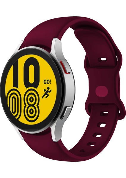 Samsung Galaxy Watch4 Classic 46MM / Watch4 44MM Şarap Kırmızısı Için Silikon Kayış (Yurt Dışından)