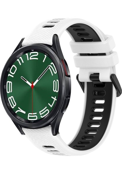 Samsung Galaxy Watch 6 Classic Için 20MM Silikon Kayış 47MM Beyaz+Siyah (Yurt Dışından)