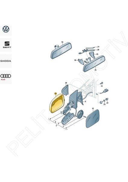 Polo Ayna Kapağı Sağ 1Z0857538 (Siyah) (2005-2010) fiyatları