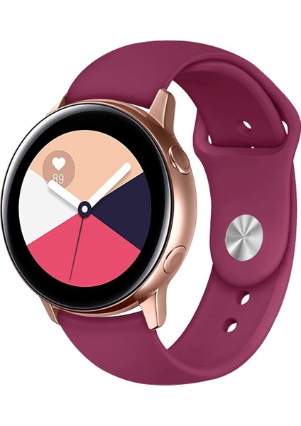 Samsung Galaxy Watch Active2 Için Bluetooth Sürümü 40MM Akıllı Saat Düz Renk Silikon Watch Band Şarap Kırmızı (Yurt Dışından)