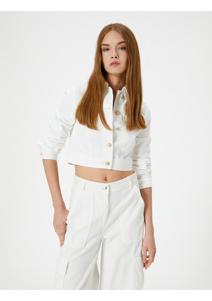 Kısa Kot Ceket Gold Düğme Detaylı fiyatları