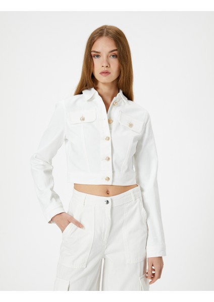 Kısa Kot Ceket Gold Düğme Detaylı modelleri