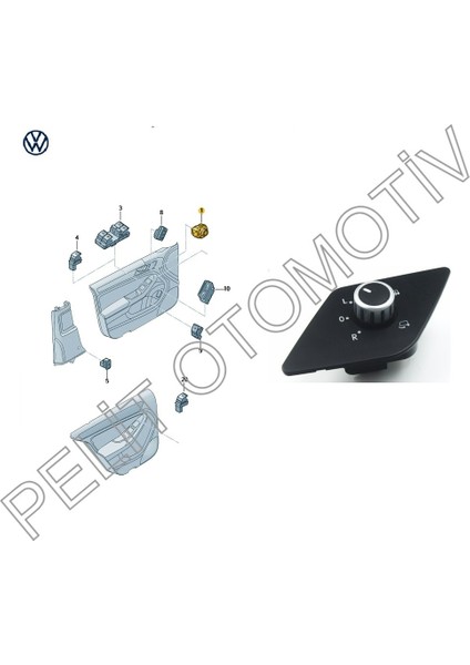 Jetta Ayna Ayar Düğmesi Katlanabilir 5C7959565 5C7959565N fiyatları