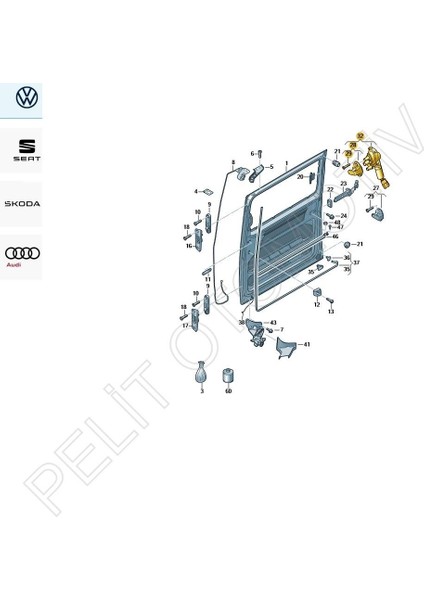 Transporter Sağ Sürgülü Kapı Motoru 7E0843766B (2003-2019)