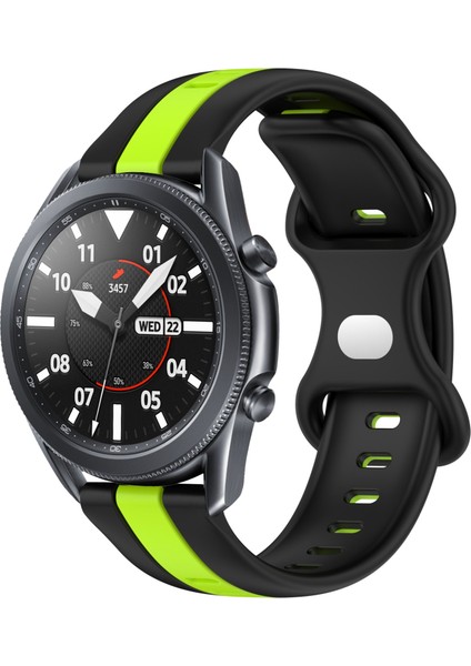 Samsung Galaxy Watch3 45MM Siyah+Yeşil Için Silikon Saat Bandı (Yurt Dışından)