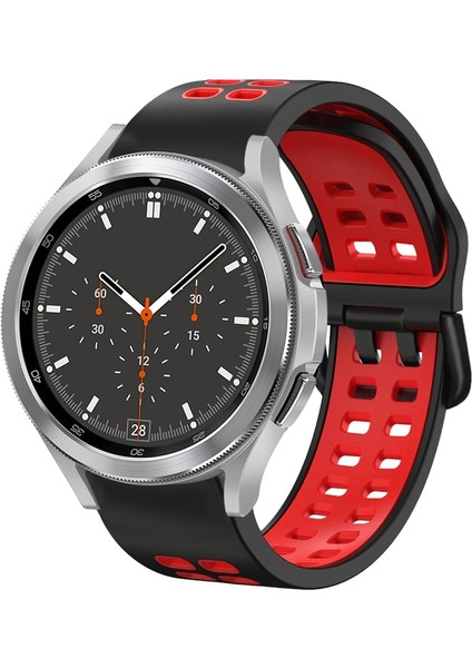 Silikon Watch Band Samsung Galaxy Watch 4 Için Clic 46MM Samsung Galaxy Watch 4 Classic Için 46MM Siyah+Kırmızı (Yurt Dışından)