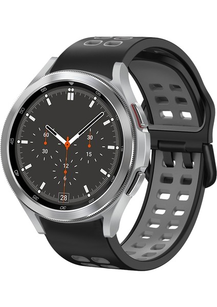 Samsung Galaxy Watch 4 Classic Için Silikon Watch Band 46MM Siyah+Gri (Yurt Dışından)