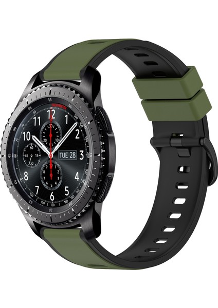 Samsung Gear S3 Frontier Için Iki Renkli Silikon Saat Bandı Ordu Yeşili + Siyah (Yurt Dışından)