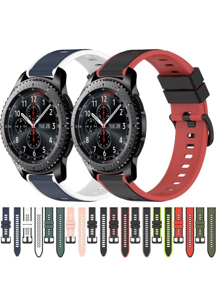 Samsung Gear S3 Frontier Için Iki Renkli Silikon Saat Bandı Ordu Yeşili + Siyah (Yurt Dışından)