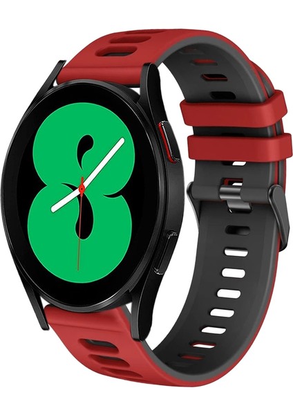 Samsung Galaxy Watch 4 44MM Kırmızı+Siyah Için Silikon Watch Band (Yurt Dışından)
