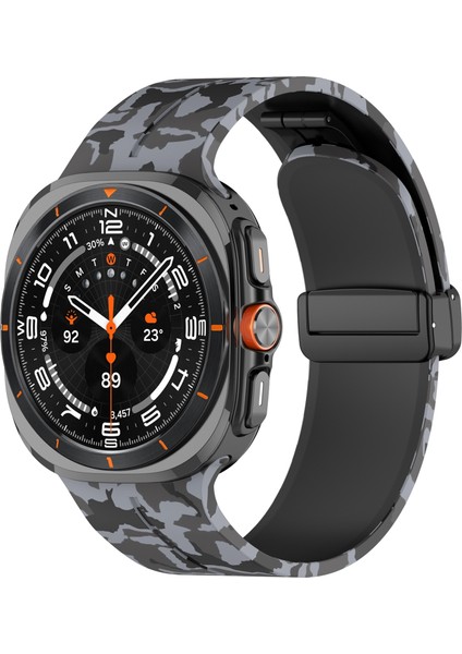 Samsung Galaxy Watch Ultra 47MM Silikon Saat Kayışı Kamuflaj Koyu Gri (Yurt Dışından)