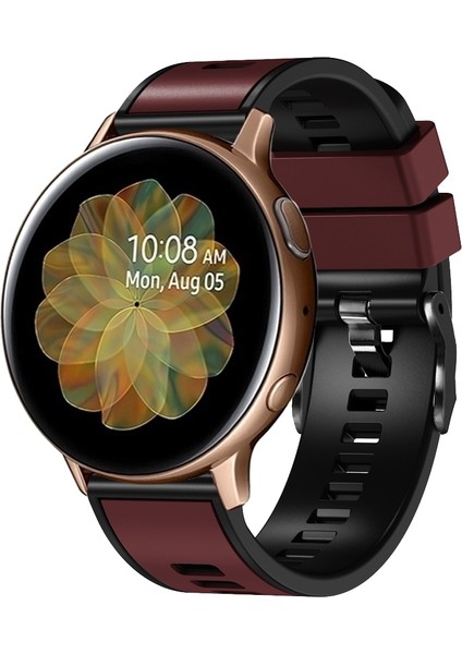 Silikon Watch Band Için Samsung Galaxy Watch 5 40MM / 44MM Şarap Kırmızı Siyah (Yurt Dışından)