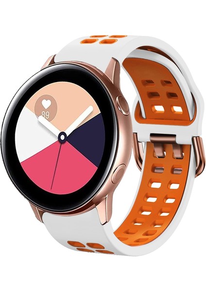 Galaxy Watch Active 2 Beyaz+Turuncu Için Silikon Watch Band (Yurt Dışından)
