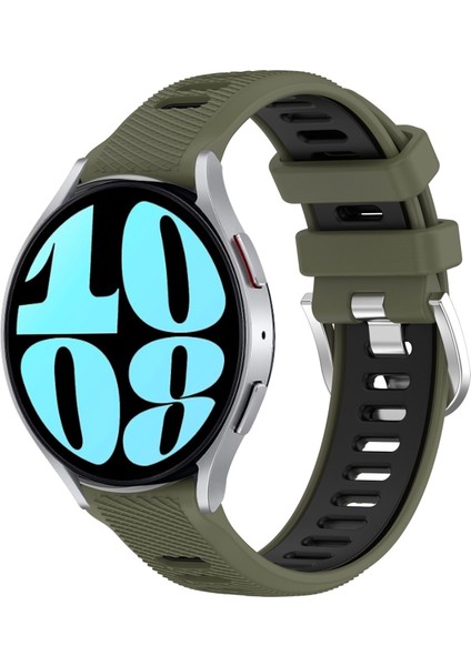 Samsung Galaxy Watch 6 Için 20MM Silikon Kayış 44MM Ordu Yeşili+Siyah (Yurt Dışından)