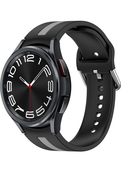 Samsung Galaxy Watch 6 Classic Için Silikon Kayış 47MM Siyah+Gri (Yurt Dışından)