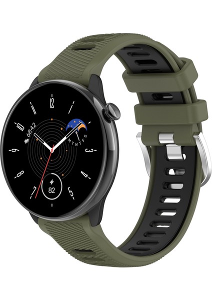 Samsung Galaxy Watch 6 Classic Için 20MM Silikon Kayış 43MM Ordu Yeşili+Siyah (Yurt Dışından)