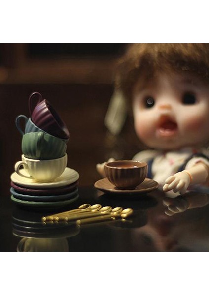 Adet/takım Dollhouse Minyatür Kahve Fincanı Tabağı Kaşık Bebek Mutfak Aksesuarları Cologo (Yurt Dışından) fırsatları