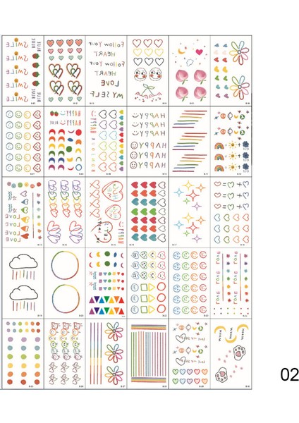 30 Adet Renkli Dövme Etiket Su Geçirmez Geçici Gökkuşağı Gülen Sevimli Aşk Kalp Bilezik Ayı Tasarım Dövme Etiket (Yurt Dışından)