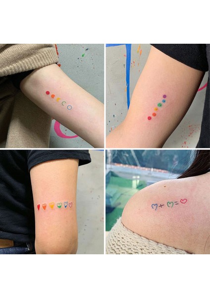 30 Adet Renkli Dövme Etiket Su Geçirmez Geçici Gökkuşağı Gülen Sevimli Aşk Kalp Bilezik Ayı Tasarım Dövme Etiket (Yurt Dışından) fiyatları