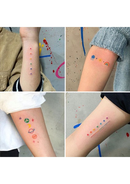 30 Adet Renkli Dövme Etiket Su Geçirmez Geçici Gökkuşağı Gülen Sevimli Aşk Kalp Bilezik Ayı Tasarım Dövme Etiket (Yurt Dışından) indirimleri