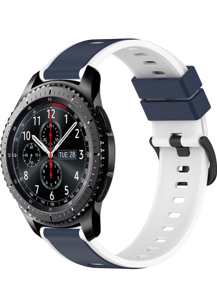 Samsung Gear S3 Frontier Gece Mavisi + Beyaz Için Iki Renkli Silikon Saat Bandı (Yurt Dışından)