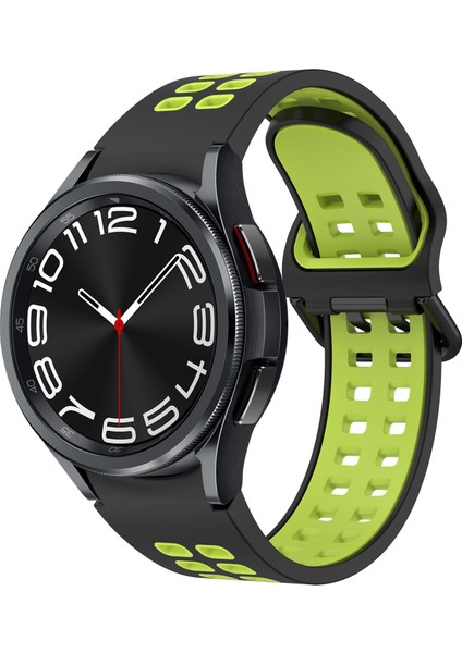 Samsung Galaxy Watch 6 Classic Için Silikon Kayış 47MM Siyah + Yeşil (Yurt Dışından)
