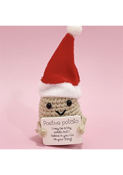 Komik Pozitif Enerji Patates El Dikişli El Yapımı Peluş Yün Örgü Bebek Kartı ile Ev Odası Noel Dekor (Yurt Dışından)
