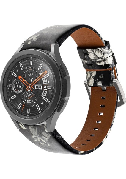 Samsung Galaxy Watch5 Pro 45MM/5 44MM/5 40MM Siyah Gri Çiçekler Için Watch Band (Yurt Dışından)