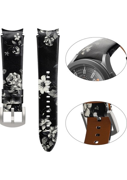 Samsung Galaxy Watch5 Pro 45MM/5 44MM/5 40MM Siyah Gri Çiçekler Için Watch Band (Yurt Dışından) modelleri