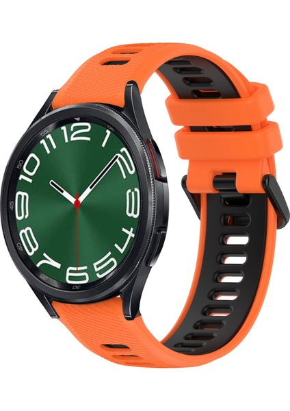 Samsung Galaxy Watch 6 Classic Için 20MM Silikon Kayış 43MM Turuncu+Siyah (Yurt Dışından)