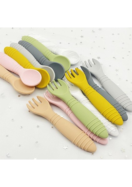 【eğlenceli Canlı】 1 Adet Bebek Silikon Çatal Seti Babi Besleme Kaşığı Bebekler Bebek Besleme Aksesuarları Gıda Sınıfı Malzeme Sofra (Yurt Dışından)