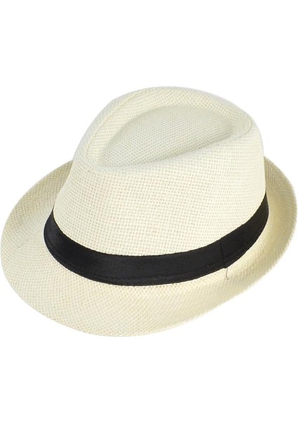 Yaz Çocuklar Hasır Şapka Açık Nefes Panama Güneş Şapkası Erkek Bebek Caz Kap Yürümeye Başlayan Bruno Mars Fötr Şapkalar (Yurt Dışından)