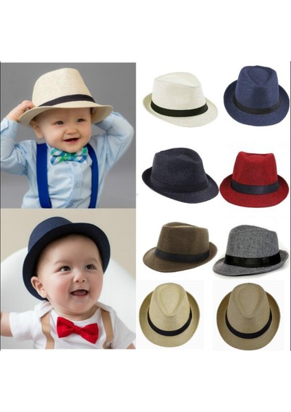 Yaz Çocuklar Hasır Şapka Açık Nefes Panama Güneş Şapkası Erkek Bebek Caz Kap Yürümeye Başlayan Bruno Mars Fötr Şapkalar (Yurt Dışından) modelleri