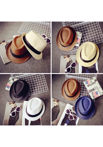 Yaz Çocuklar Hasır Şapka Açık Nefes Panama Güneş Şapkası Erkek Bebek Caz Kap Yürümeye Başlayan Bruno Mars Fötr Şapkalar (Yurt Dışından) fırsatları