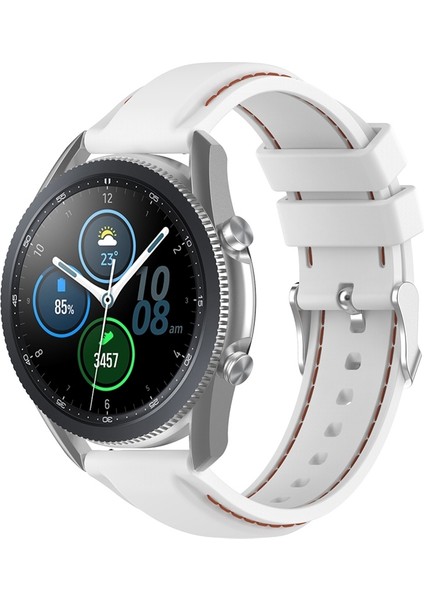 Samsung Galaxy Watch 3 41MM 20MM Silikon Kordonlu Saat Beyaz (Yurt Dışından)