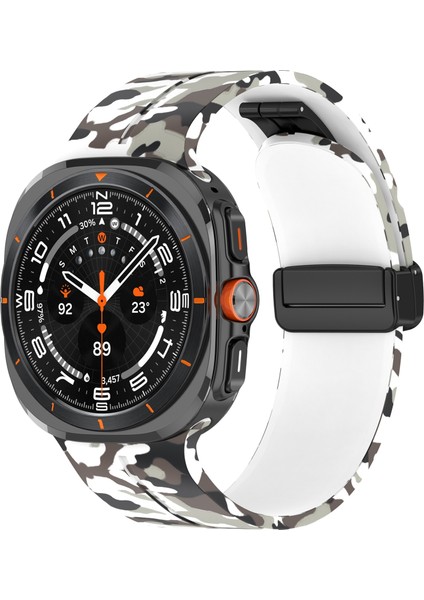 Samsung Galaxy Watch Ultra 47MM Silikon Saat Kayışı Kamuflaj Beyaz (Yurt Dışından)