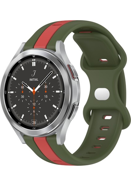 Samsung Galaxy Watch 4 Clic 46MM Kırmızı+Ordu Yeşili Için Silikon Watch Band (Yurt Dışından)