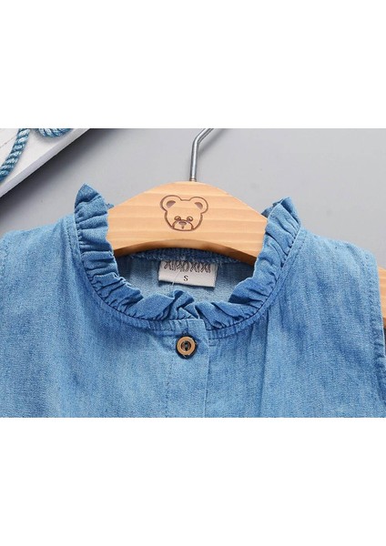 Kızlar Katı Kolsuz Prenses Denim Elbiseler Kıyafetler Sundress (Yurt Dışından) modelleri