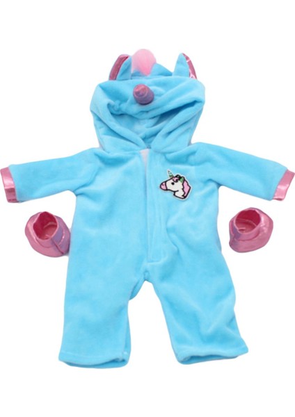 Adet/takım 18 Inç Yeniden Doğmuş Bebek Bebek Unicorn Tek Parça Pijama Tulum Ayakkabı Kıyafet (Yurt Dışından)