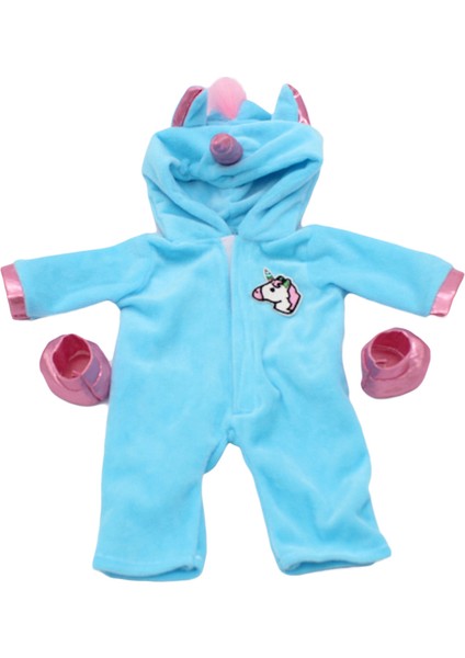 Adet/takım 18 Inç Yeniden Doğmuş Bebek Bebek Unicorn Tek Parça Pijama Tulum Ayakkabı Kıyafet (Yurt Dışından)