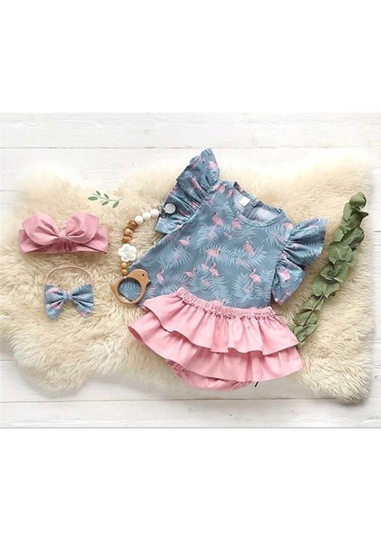 Kız Pentagram Giysileri Yenidoğan Bebek Uçan Kollu Yıldız Baskı Romper Bodysuit Tulum Kıyafet (Yurt Dışından) fiyatları