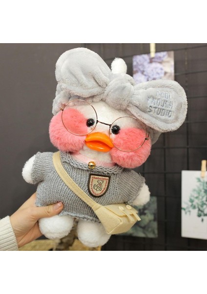 30 cm Küçük Ördek Sevimli Peluş Yastık Dolması Bebek Gözlük ve Giysi Giyen Sevimli Karikatür Oyuncak (Yurt Dışından)