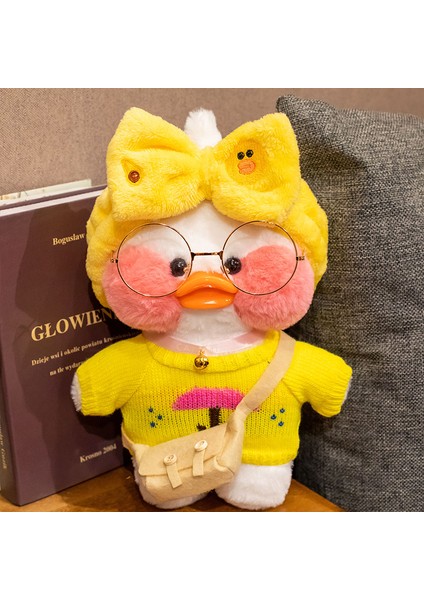 30 cm Küçük Ördek Sevimli Peluş Yastık Dolması Bebek Gözlük ve Giysi Giyen Sevimli Karikatür Oyuncak (Yurt Dışından) modelleri